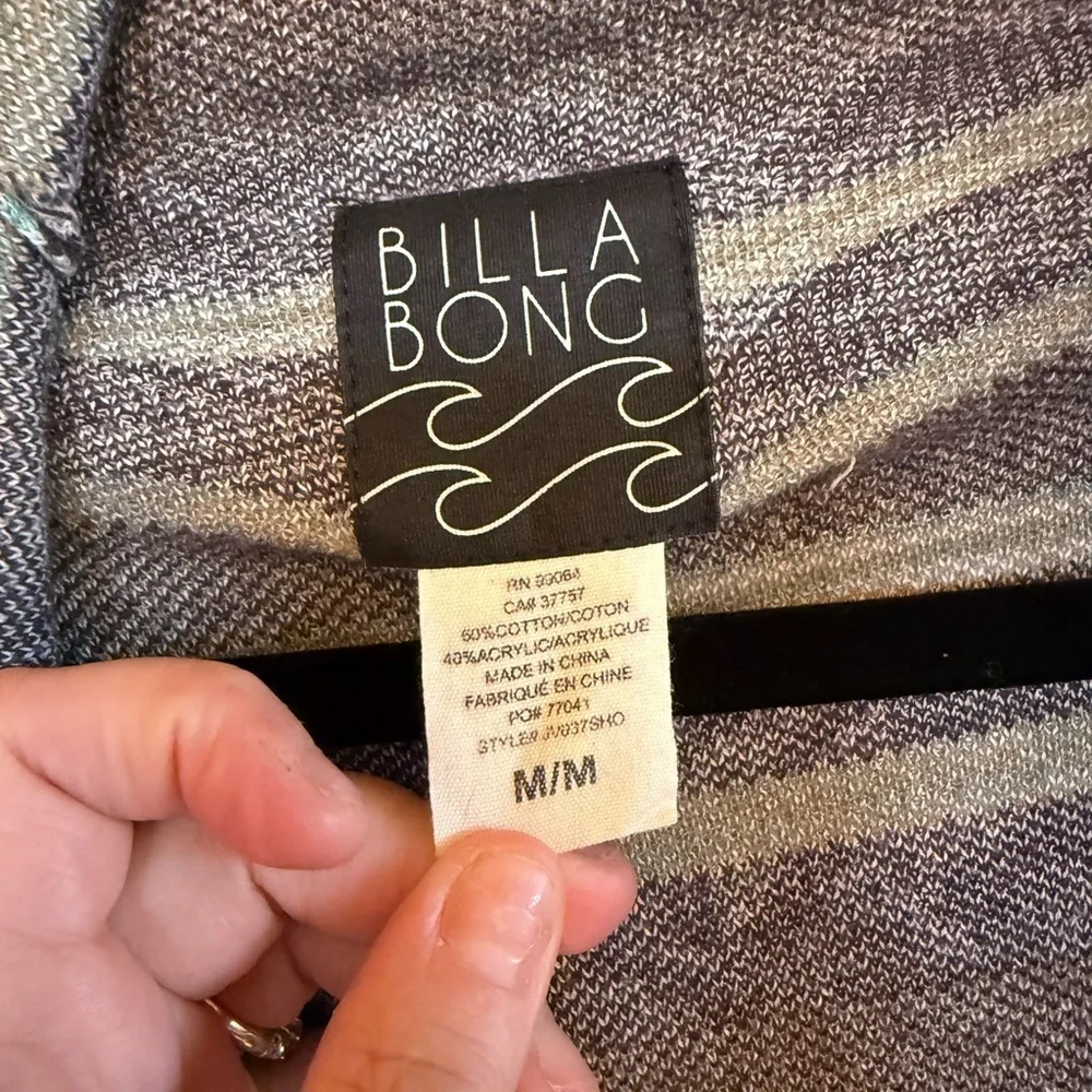 Billabong Blue and White Patterned Cardigan Sz.M